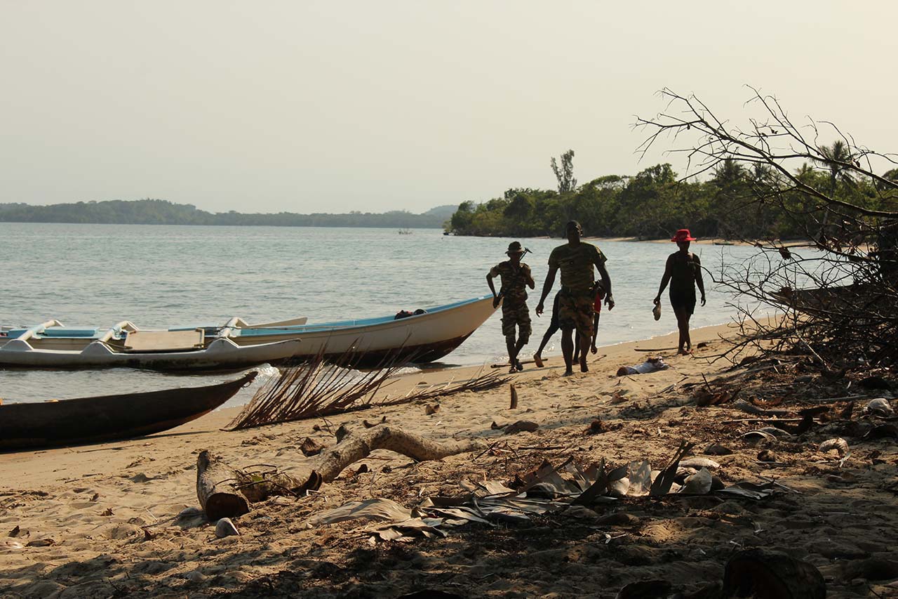 Canoes on a beach in the Sava Region, of the type used to transport rosewood from nearby national parks. Credit: Khadija Sharife / OCCRP