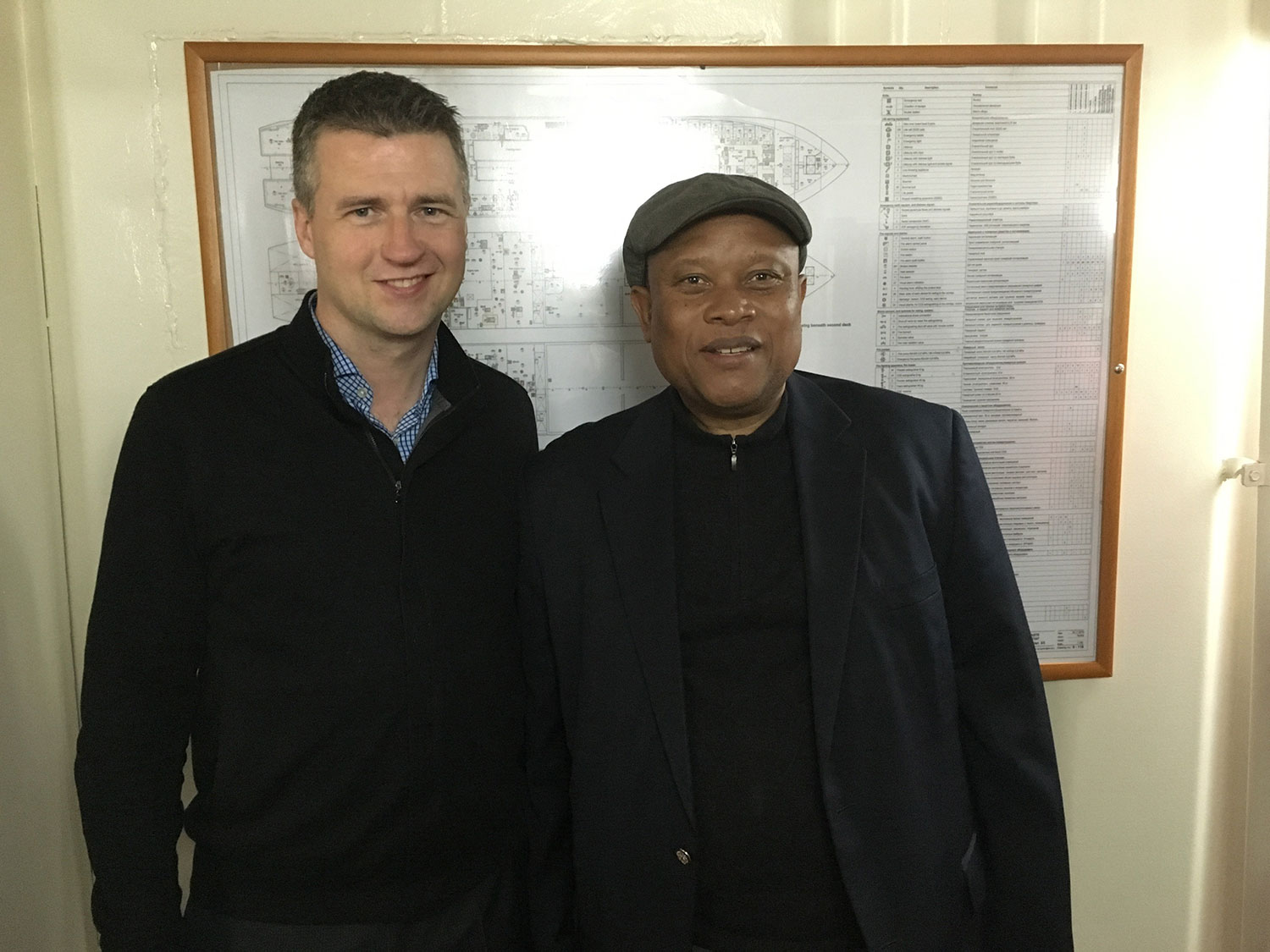 Whistleblower Johannes Stefánsson pictured with former Namibian Minister of Fisheries Bernhard Esau, a key figure in the Fishrot Scandal. (Credit: Johannes Stefánsson)