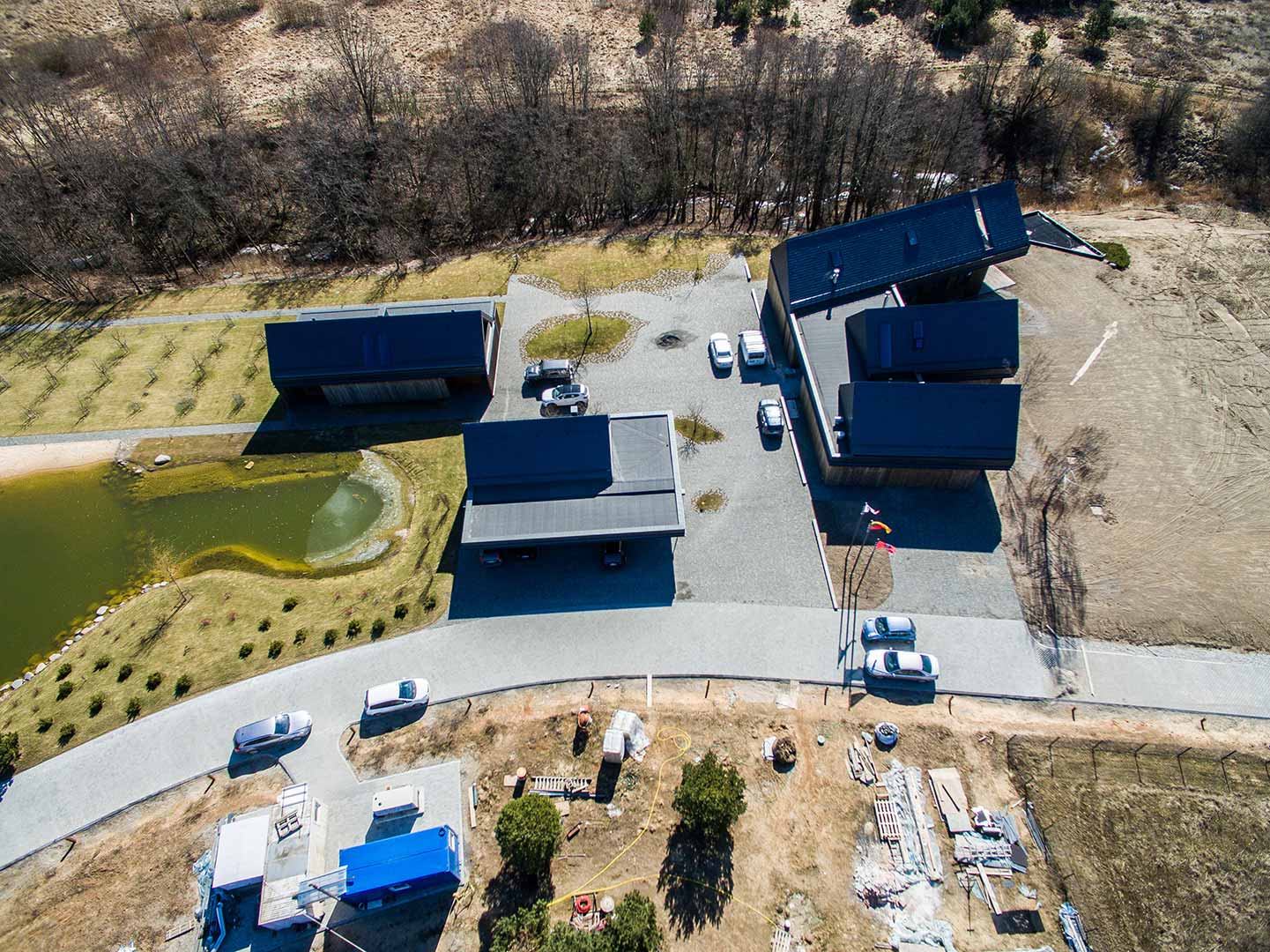 Aerial view of an Agrokoncernas construction project widely believed to be a personal residence for Ramunas Karbauskis. Credit: Lukas Balandis / 15min