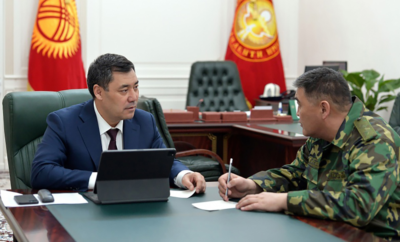Kyrgyz President Sadyr Japarov holds a meeting with Kamchybek Tashiev