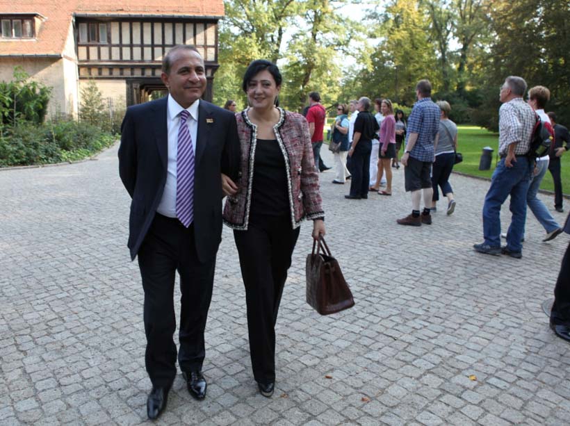 Prime Minister Abrahamyan with wife Julieta, who now has two businesses listed in her name.